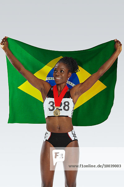 halten Athlet Fahne brasilianisch