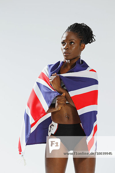 Female Athlete Wearing a British Flag