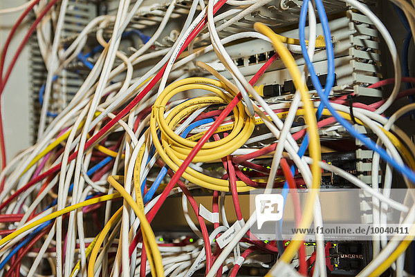 Ethernet lan cables connected to networking router,  Munich,  Bavaria,  Germany