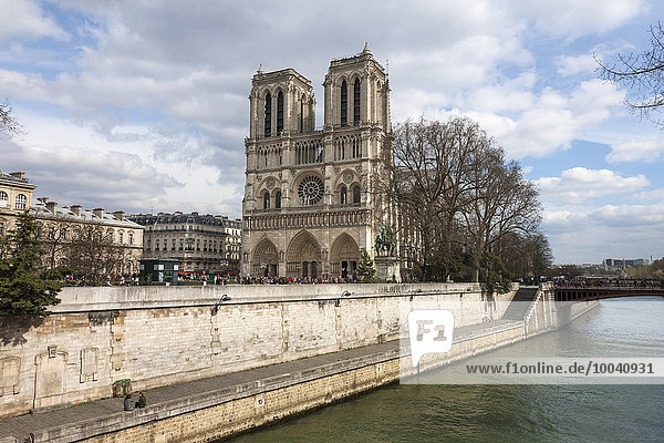 Low angle view of cathedral  Notre Dame Cathedral  Paris  France