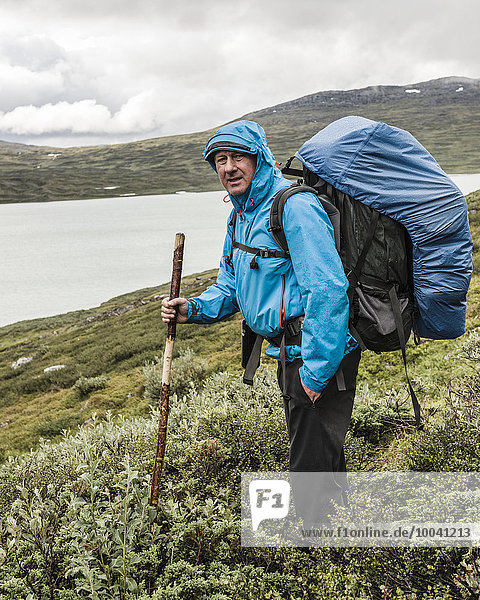 Mature hiker in mountains