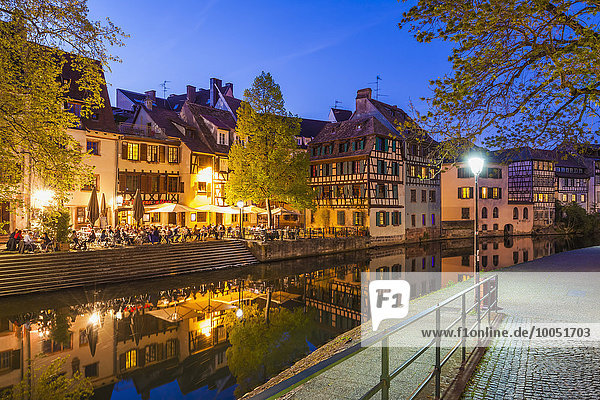 France  Alsace  Strasbourg  La Petite France  Half-timbered houses  L'Ill river  Restaurant