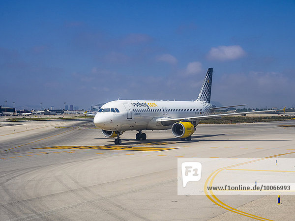 Vueling airliner rolling on the apron of the airport  Barcelona  ??Spain