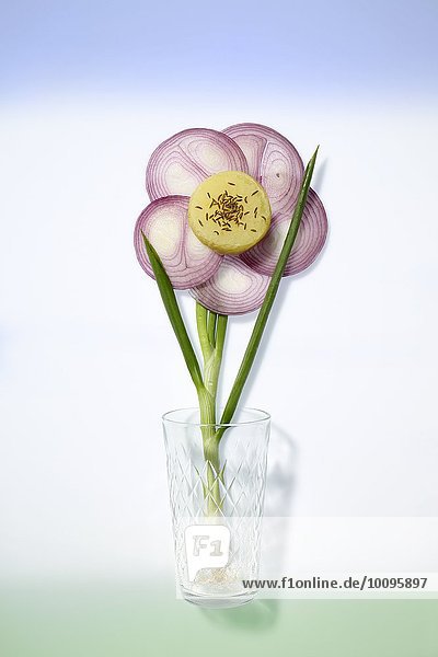 Blume aus Handkäse mit Musik im Apfelweinglas