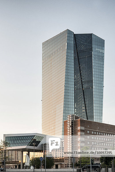 Neue Europäische Zentralbank  Nordseite  im Morgenlicht  Frankfurt am Main  Hessen  Deutschland  Europa