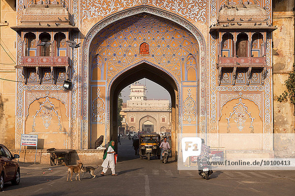 Tor zum Stadtpalast  Jaipur  Rajasthan  Indien  Asien