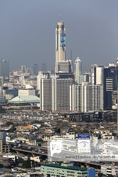 Baiyoke Tower 2  328m hoch  mit Skyline  Ausblick vom Hilton Millennium  Bangkok  Krung Thep  Thailand  Asien