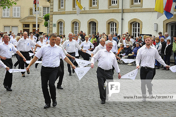 Echternach Hopping Procession  procession in honour of St. Willibrord on the Tuesday after Pentecost  the participants jump to polka tunes through the streets  Echternach  Luxembourg  Europe