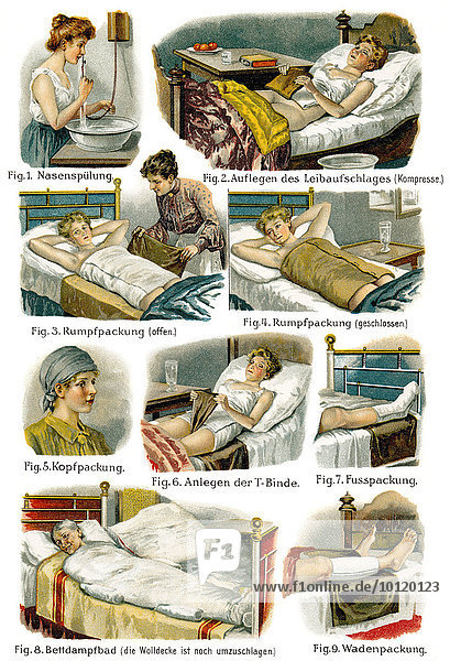 Medizinische Packungen,  Gesundheitsratgeber,  19. Jahrhundert,  Illustration