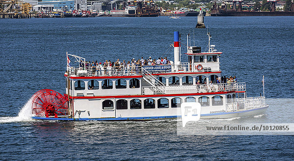 Old paddle steamer in Vancouver Harbour  Vancouver  British Columbia  Canada  North America