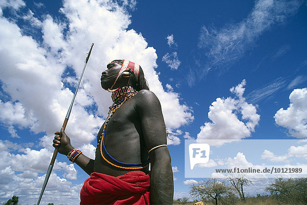 Samburu warrior holding a spear  Kenya  Africa