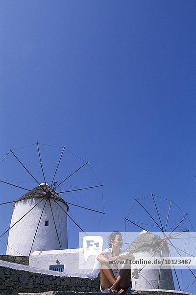 Windmühlen  Mykonos-Stadt  Mykonos  Kykladen  Griechenland  Europa