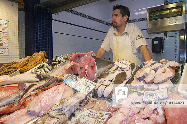 Fish sale  market hall in Las Palmas  Grand Canary  Canary Islands  Spain  Europe