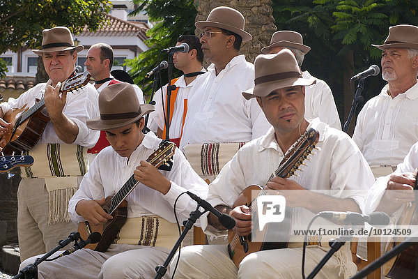 Musicians at a traditional costume festival in Las Palmas  Grand Canary  Canary Islands  Spain  Europe