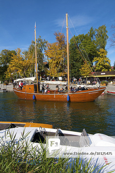 'Historical sail freighter ''Santa Maria Loreto on the Grosser Alpsee lake in Buehl  Immenstadt  Allgaeu  Bavaria  Germany  Europe'