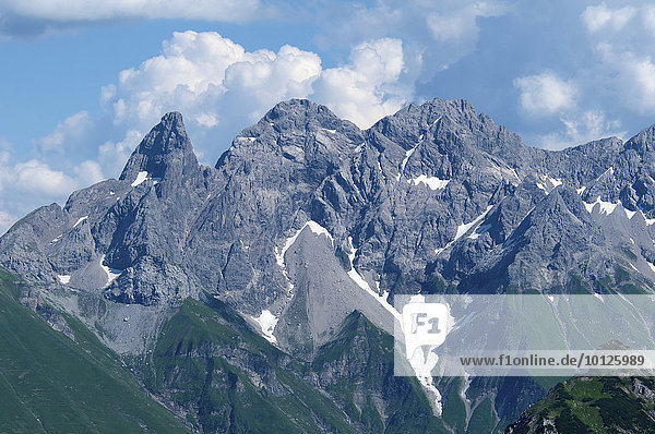 Trettachspitze  Mädelegabel und Hochfrottspitze vom Fellhorn aus  Oberstdorf  Allgäu  Bayern  Deutschland  Europa