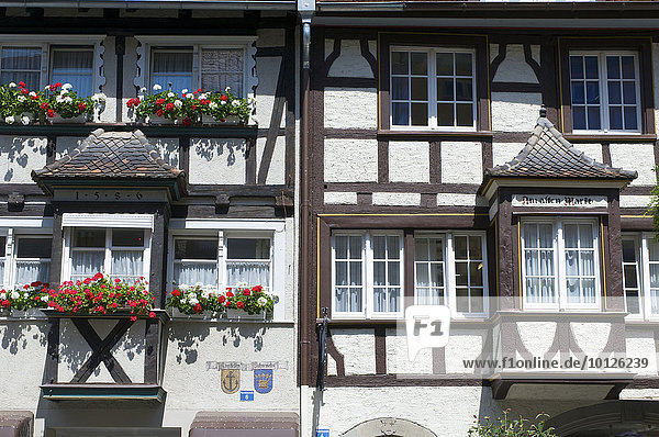 Fachwerkgebäude  Maximilianstraße in der Altstadt  Lindau  Bayern  Deutschland  Europa
