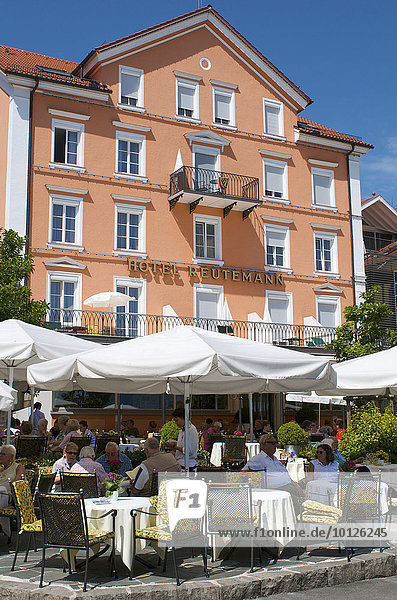 Hotel Reutemann on the waterfront in Lindau  Lake Constance  Bavaria  Germany  Europe