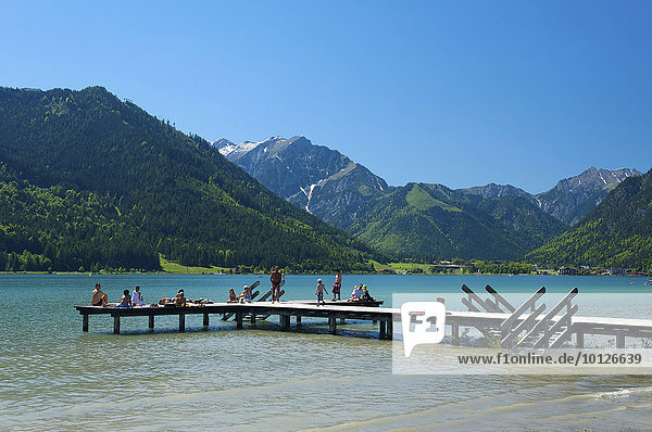 Jetty at Buchau on Lake Achensee  Tyrol  Austria  Europe