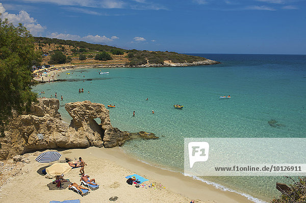 Strand an der Mirambellou Bucht  bei Agios Nikolaos  Kreta  Griechenland  Europa