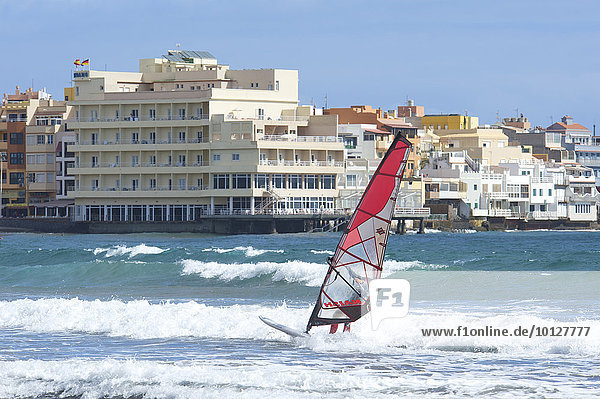 Windsurfer at Playa del Medano  Tenerife  Canary Islands  Spain  Europe