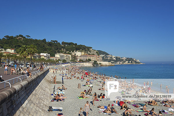 Strand an der Promenade des Anglais  Nizza  Côte d?Azur  Département Alpes-Maritimes  Provence-Alpes-Côte d?Azur  Frankreich  Europa
