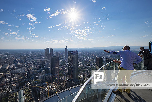 Aussichtsplattform auf Main Tower  Ausblick nach Westen über Bankenviertel  Frankfurt am Main  Hessen  Deutschland  Europa