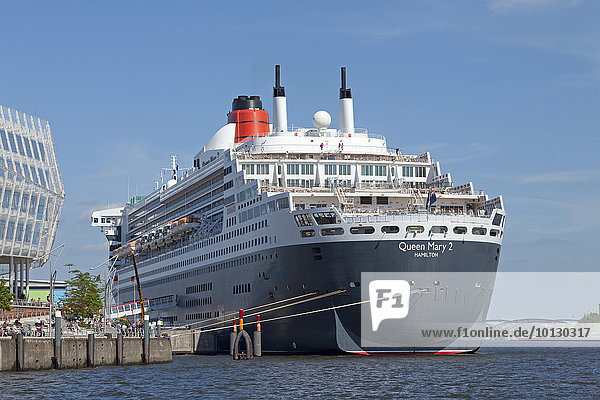 Queen Mary 2 lying at anchor  HafenCity  Hamburg  Germany  Europe