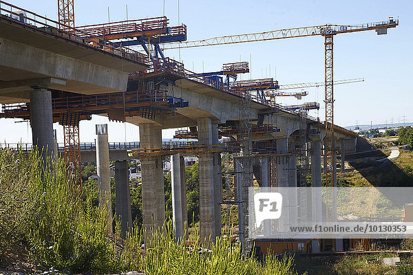 Bridge construction of the Lahntalbrücke of the A3 motorway  near Limburg  Rhineland-Palatinate  Germany  Europe