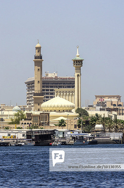 Mosque Al Bastakiya on Creek river  Al Rigga  Dubai  United Arab Emirates  Asia