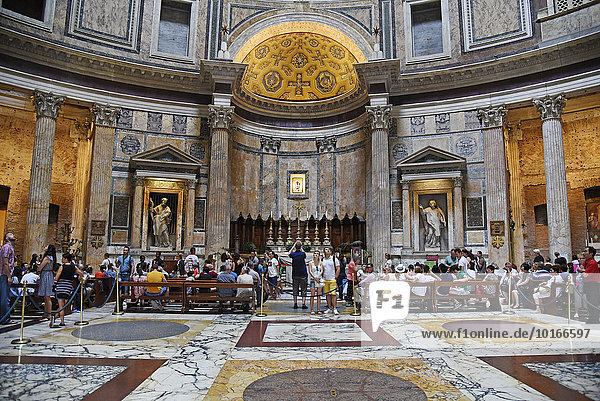 Tourists in the Pantheon  Church  Rome  Lazio  Italy  Europe
