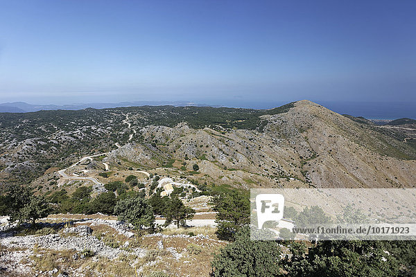 Ausblick über die Insel vom Mount Pantokrator  Ionische Inseln  Griechenland  Europa