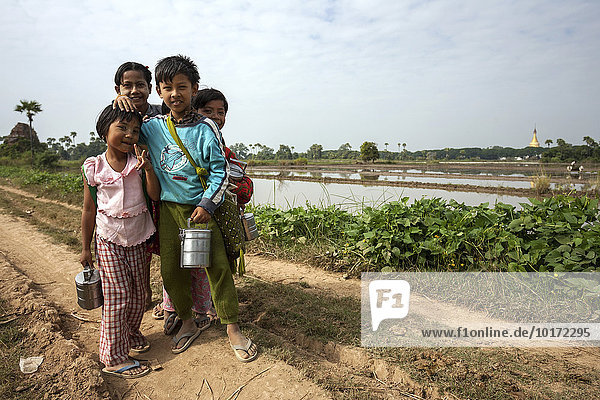 Local children  school children  Inwa  Mandalay region  Myanmar  Asia