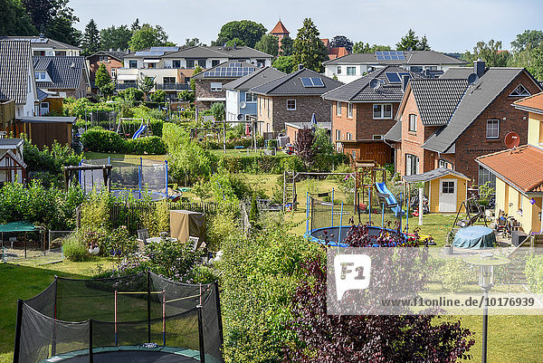 Neubausiedlung mit kindergerechten Gärten  Preetz  Schleswig-Holstein  Deutschland  Europa