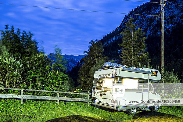 Motorhome  campsite  Reutte  Tyrol  Austria  Europe