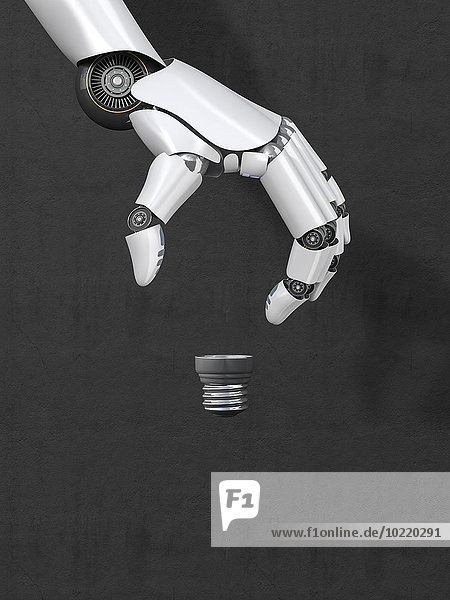 Roboter-Handformung einer Glühbirne  3D-Rendering