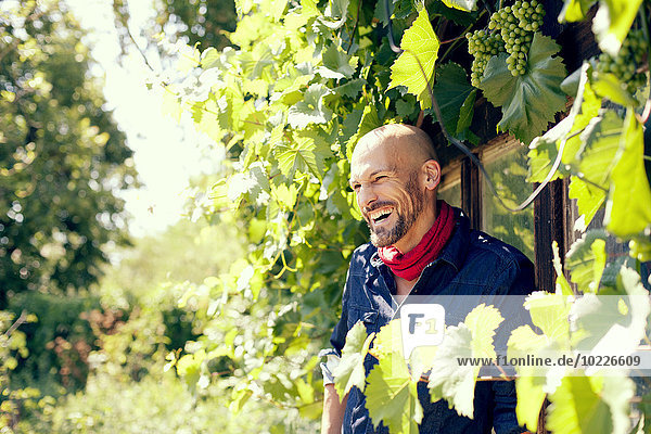 Porträt eines lachenden Mannes im Freien