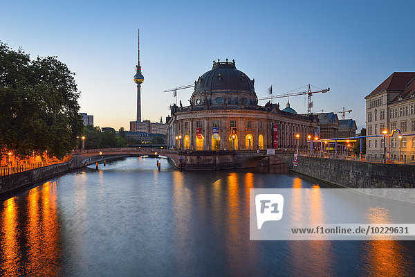 Germany Berlin Bode Museum and TV Tower at dawn