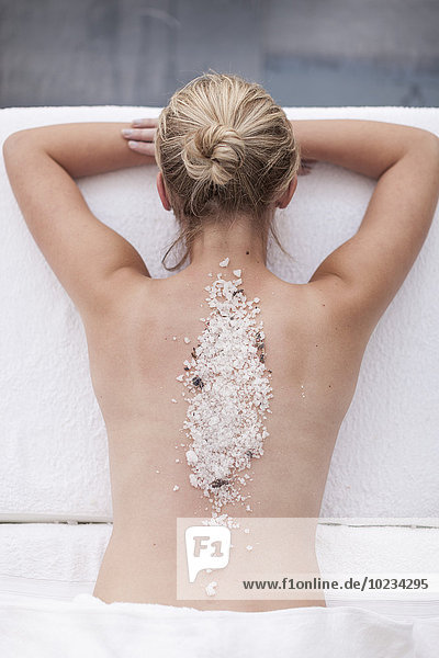 Back view of woman in a spa
