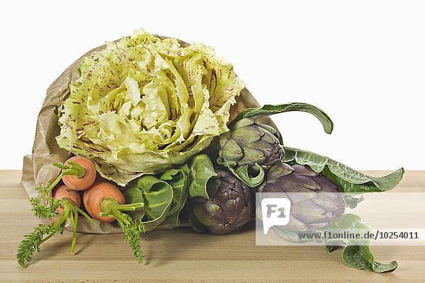 Papier Tasche Gemüse Möhre Salat braun Italienisch