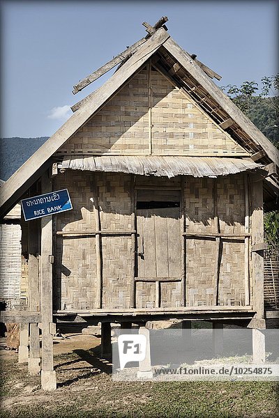 Hütte Dorf Reis Reiskorn Laos