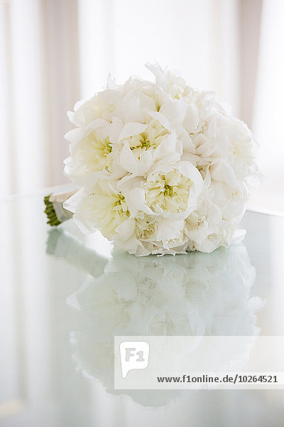 Close-up of White Peony Bridal Bouquet