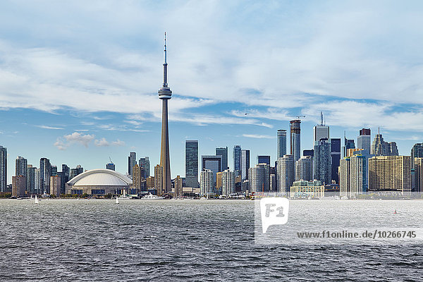 Downtown skyline taken from Lake Ontario; Toronto  Ontario  Canada