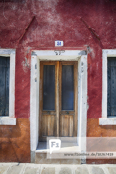 nahe Wohnhaus Tür Ländliches Motiv ländliche Motive rot Ansicht Burano Italien Venedig