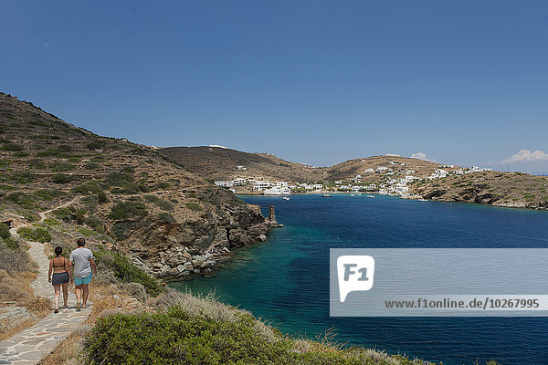 gehen Weg vorwärts Süden Kykladen Griechenland Griechische Inseln Sifnos