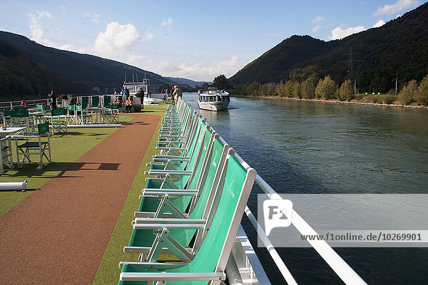 nahe Boot Fluss Donau Kreuzfahrtschiff Österreich Oberösterreich
