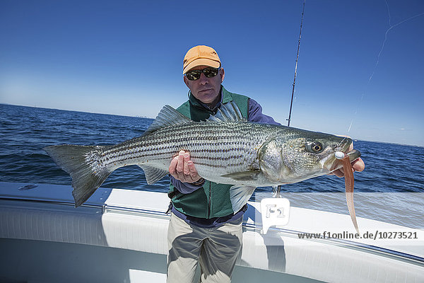 Fischer mit einem großen frischen Fang; Massachusetts  Vereinigte Staaten von Amerika'.