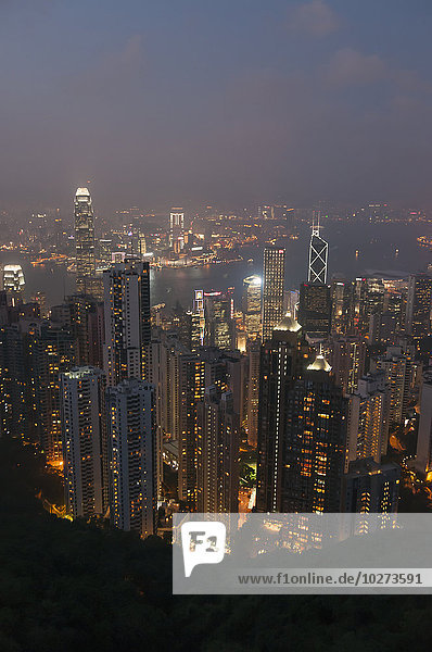 Nacht, Insel, Ansicht, Hongkong
