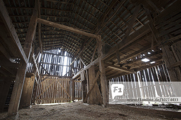 'Interior of an old barn in rural south central Kentucky; Kentucky  United States of America'