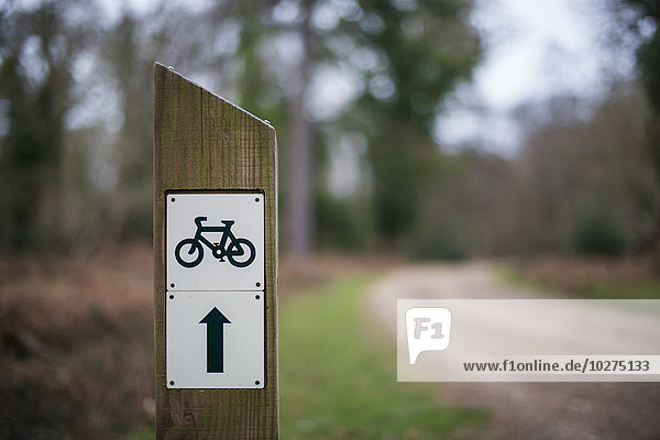Wegweiser für einen Radweg im New Forest National Park; Hampshire  England'.